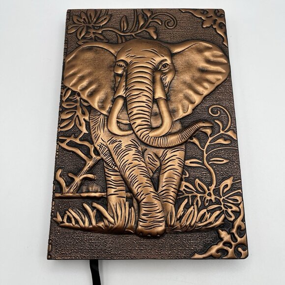 Beautiful Elephant European-style Embossed Bronze Retro Journal 5.75"X 8.5" New - Picture 1 of 9